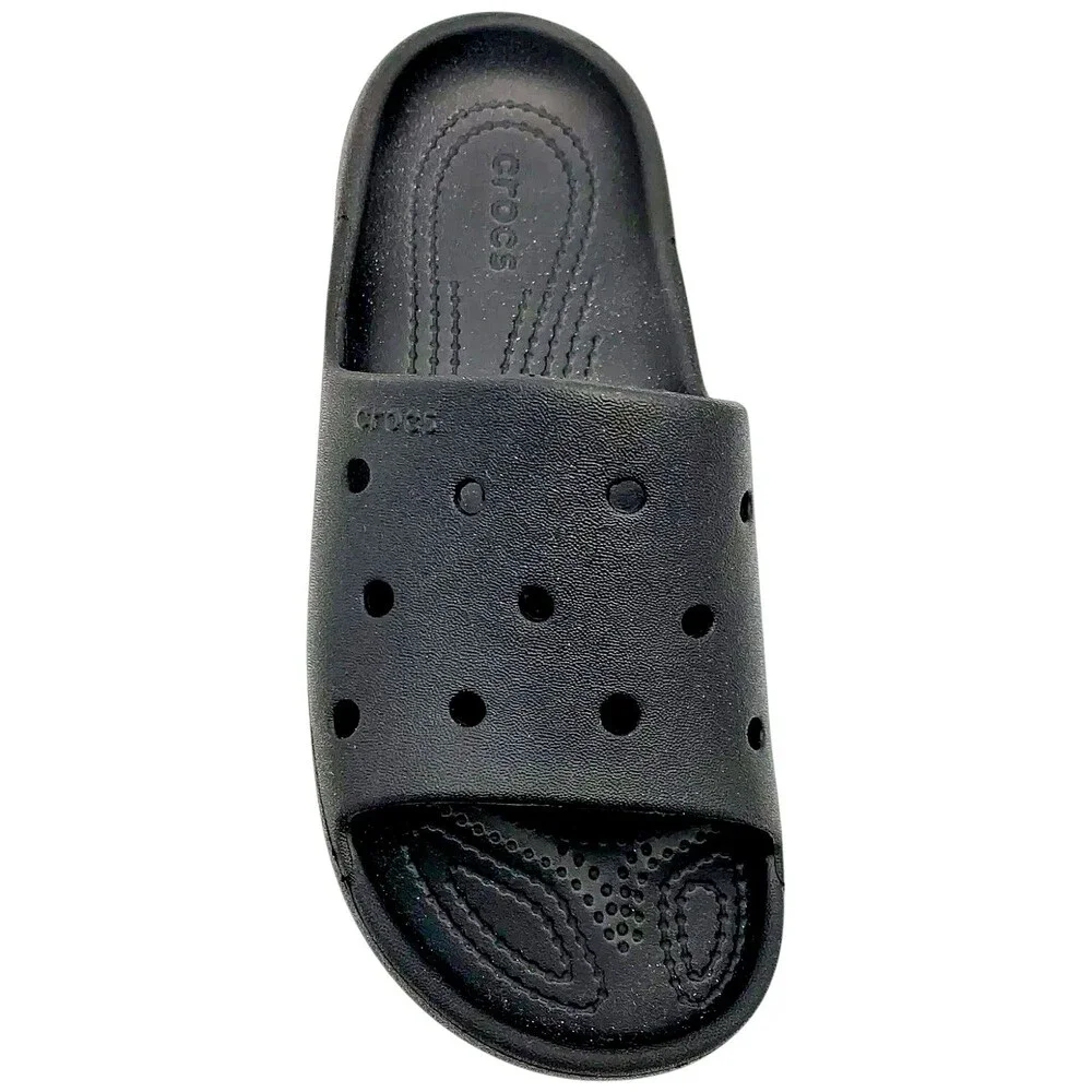 Crocs Classic Slides V2 Black Unisex mens 5 womens 7 Iconic Comfort Sandals